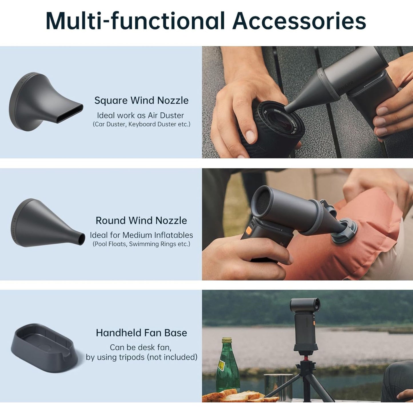 JisuLife Ultra 1 Handheld Fan – 9000mAh, 100-Speed, LED Light, 1-Year Warranty