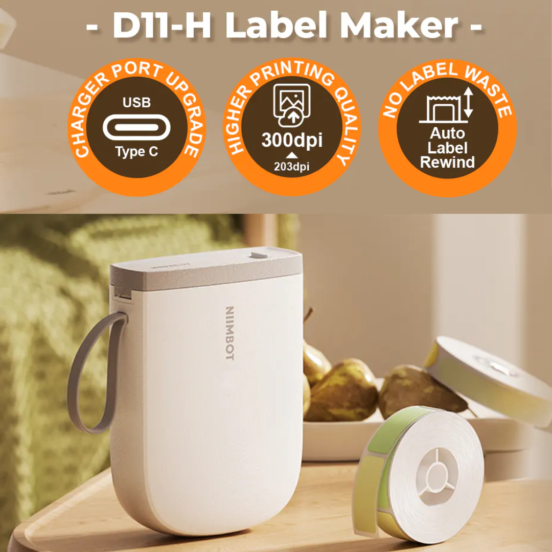 NIIMBOT Label Maker with Tape D11 0.5 Inch Bluetooth 300 DPI Portable Label Printer Rechargeable