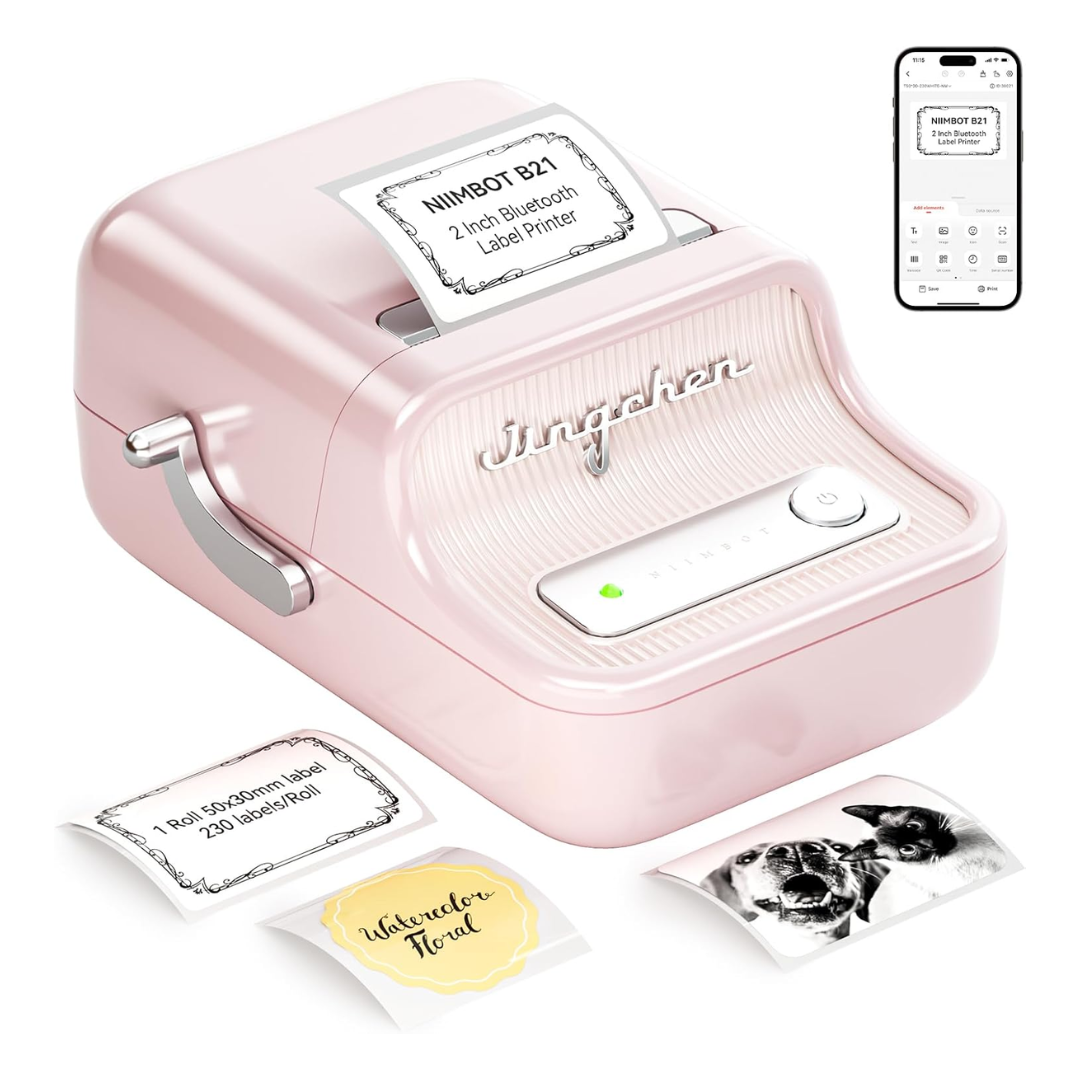 NIIMBOT B21 Label Maker Inkless Bluetooth Label Printer, 2 Inch Portable Label Machine for Small Bus
