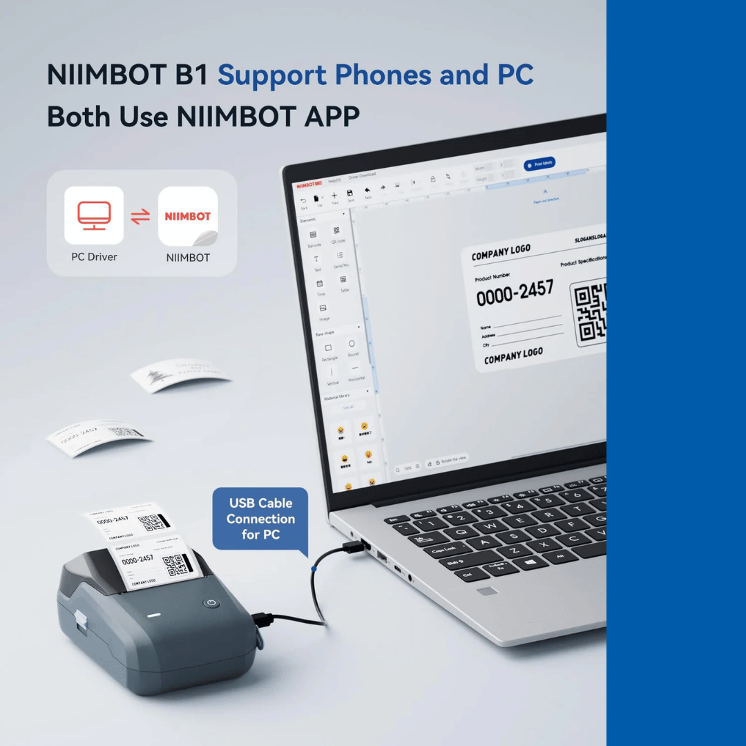 NIIMBOT B1 Label Maker with Tapes, 2 Inch Portable Thermal Label Printer for Home School Office Smal