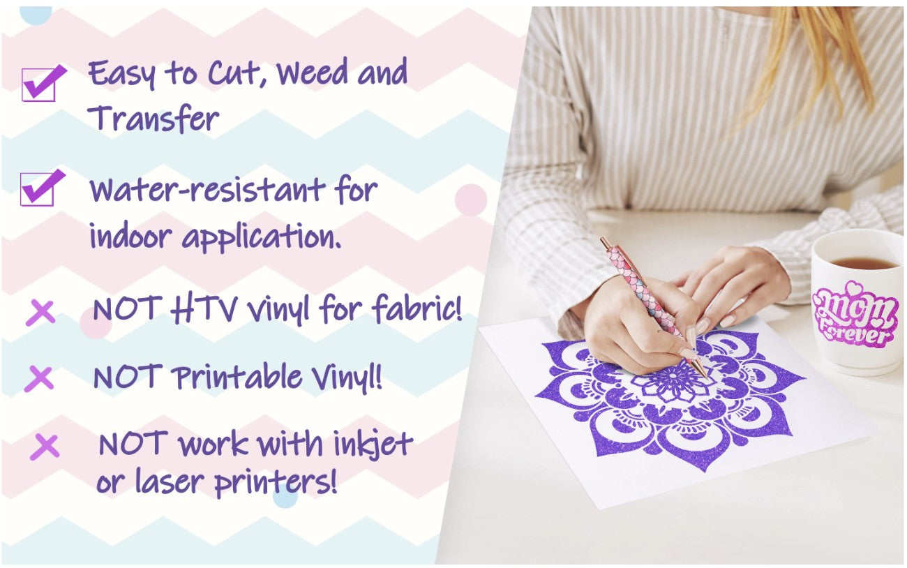 Teckwrap Glitter Adhesive Craft Vinyl 12x12