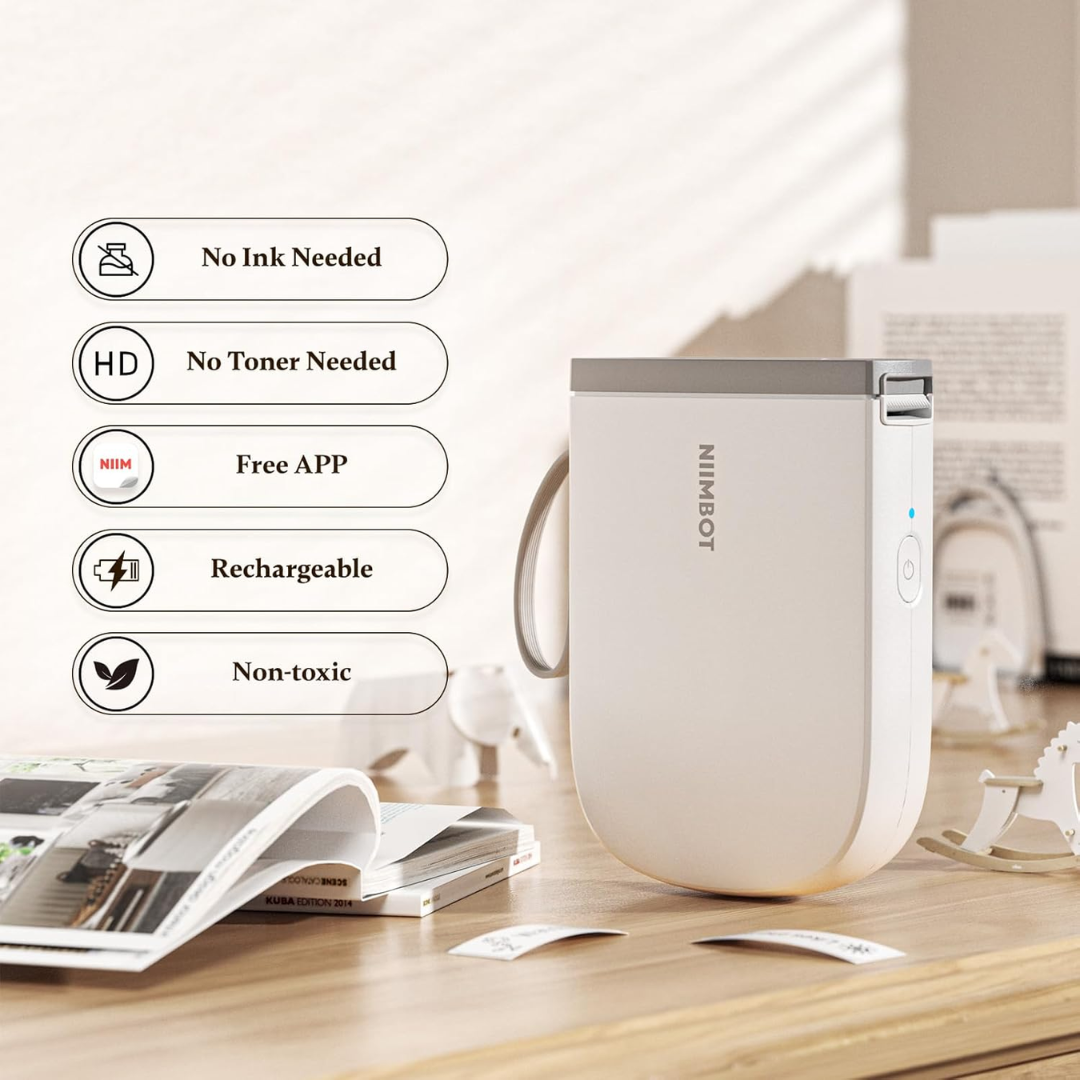 NIIMBOT Label Maker with Tape D11 0.5 Inch Bluetooth 300 DPI Portable Label Printer Rechargeable