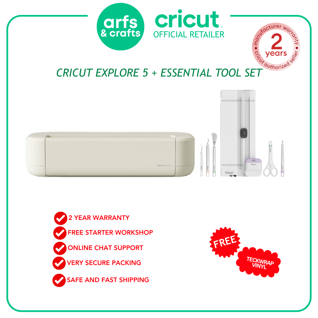 Cricut Explore 5 CREAM | Essential Bundle with 2 Year Warranty