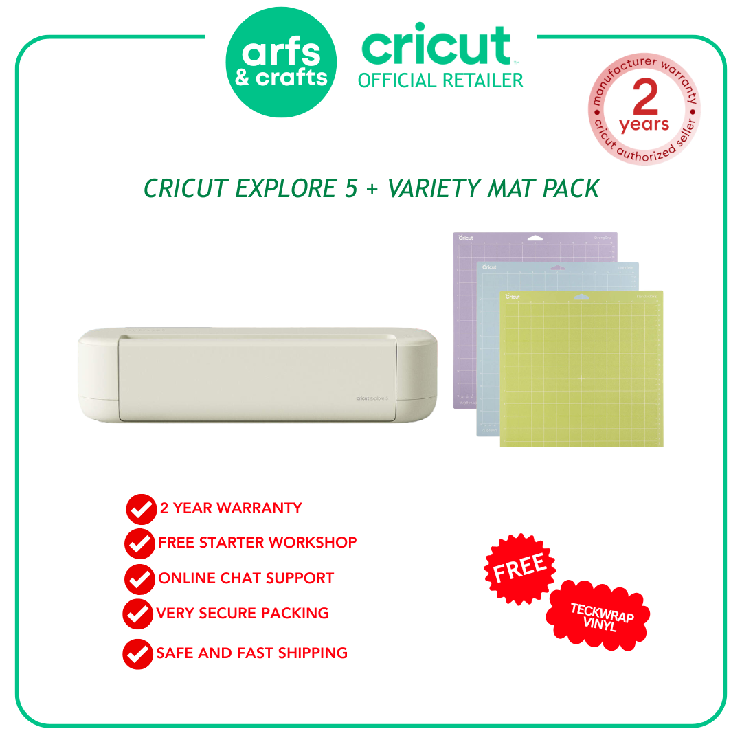 Cricut Explore 5 CREAM | Essential Bundle with 2 Year Warranty