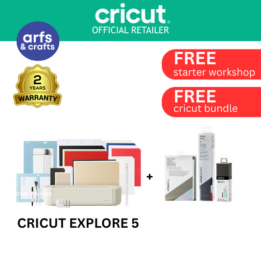 Cricut Explore 5 CREAM | Essential Bundle with 2 Year Warranty