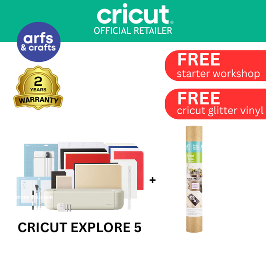 Cricut Explore 5 CREAM | Essential Bundle with 2 Year Warranty